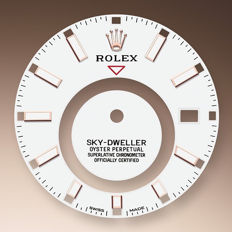 Rolex Sky-Dweller | 326935 | Sky-Dweller | Light dial | Intense white dial | The Fluted Bezel | 18 ct Everose gold | m326935-0005 | Men Watch | Rolex Official Retailer - Srichai Watch