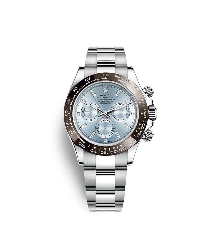 Rolex Cosmograph Daytona | 116506 | Cosmograph Daytona | หน้าปัดสี | หน้าปัดสีฟ้าไอซ์บลู | มาตรวัดความเร็ว | แพลทินัม | m116506-0002 | ชาย Watch | Rolex Official Retailer - Srichai Watch