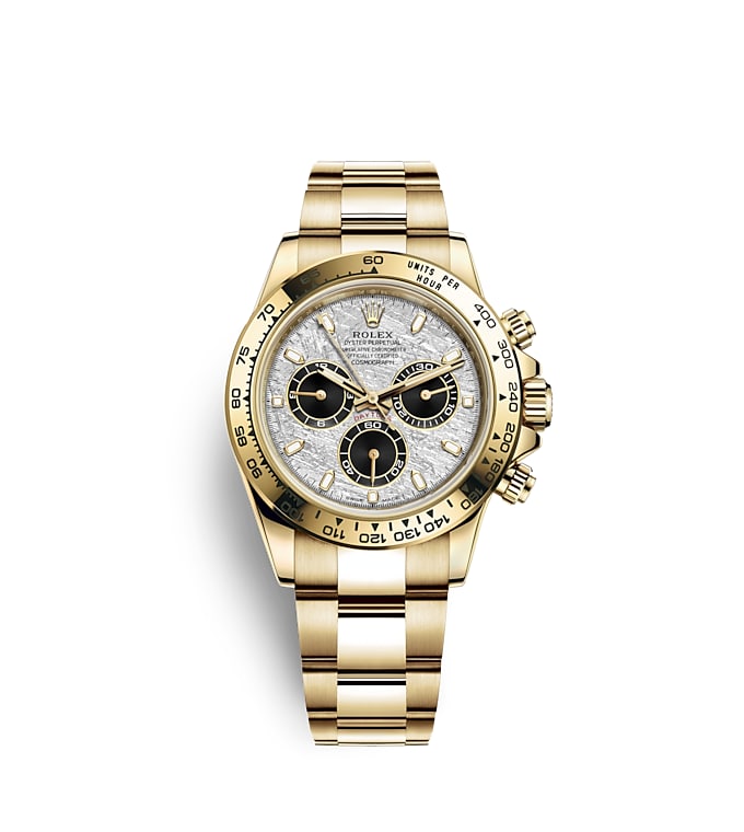 Rolex Cosmograph Daytona | 116508 | Cosmograph Daytona | Light dial | Meteorite and black dial | The tachymetric scale | 18 ct yellow gold | m116508-0015 | Men Watch | Rolex Official Retailer - Srichai Watch