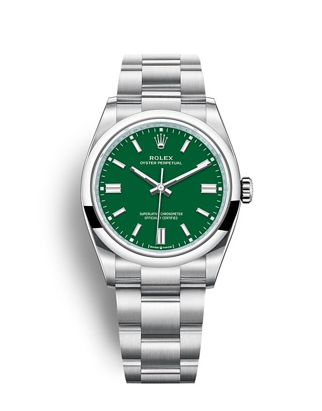 Rolex Oyster Perpetual | 126000 | Oyster Perpetual 36 | Coloured dial | Green Dial | Oystersteel | The Oyster bracelet | m126000-0005 | Men Watch | Rolex Official Retailer - Srichai Watch