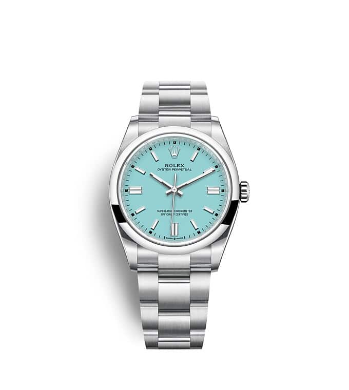 Rolex Oyster Perpetual | 126000 | Oyster Perpetual 36 | Coloured dial | Turquoise blue dial | Oystersteel | The Oyster bracelet | m126000-0006 | Men Watch | Rolex Official Retailer - Srichai Watch