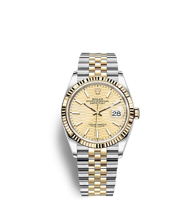 Rolex Datejust | 126233 | Datejust 36 | Coloured dial | Golden dial | The Fluted Bezel | Yellow Rolesor | m126233-0039 | Men Watch | Rolex Official Retailer - Srichai Watch