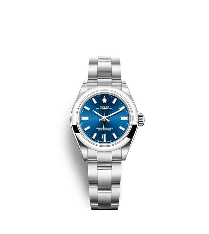 Rolex Oyster Perpetual | 276200 | Oyster Perpetual 28 | Coloured dial | Bright blue dial | Oystersteel | The Oyster bracelet | m276200-0003 | Women Watch | Rolex Official Retailer - Srichai Watch