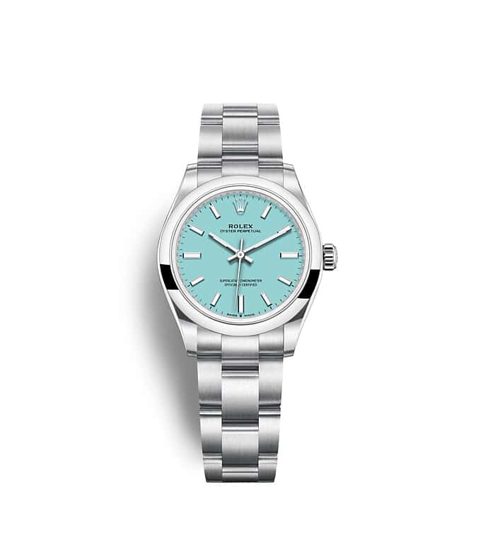 Rolex Oyster Perpetual | 277200 | Oyster Perpetual 31 | Coloured dial | Turquoise blue dial | Oystersteel | The Oyster bracelet | m277200-0007 | Women Watch | Rolex Official Retailer - Srichai Watch