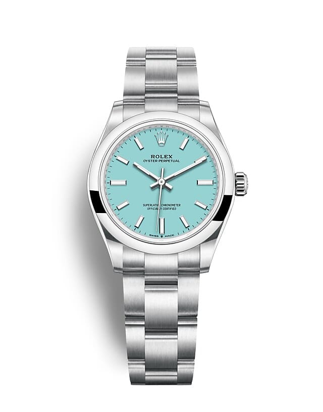 Rolex Oyster Perpetual | 277200 | Oyster Perpetual 31 | Coloured dial | Turquoise blue dial | Oystersteel | The Oyster bracelet | m277200-0007 | Women Watch | Rolex Official Retailer - Srichai Watch