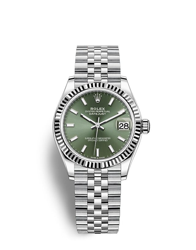Rolex Datejust | 278274 | Datejust 31 | Coloured dial | The Fluted Bezel | Mint green dial | White Rolesor | m278274-0018 | Women Watch | Rolex Official Retailer - Srichai Watch