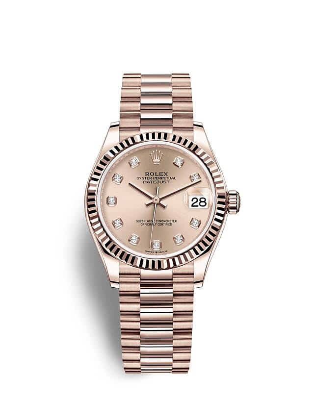 Rolex Datejust | 278275 | Datejust 31 | Coloured dial | Rosé-colour dial | The Fluted Bezel | 18 ct Everose gold | m278275-0031 | Women Watch | Rolex Official Retailer - Srichai Watch