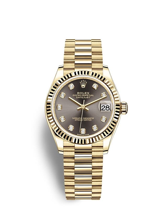Rolex Datejust | 278278 | Datejust 31 | Dark dial | Dark Grey Dial | The Fluted Bezel | 18 ct yellow gold | m278278-0036 | Women Watch | Rolex Official Retailer - Srichai Watch