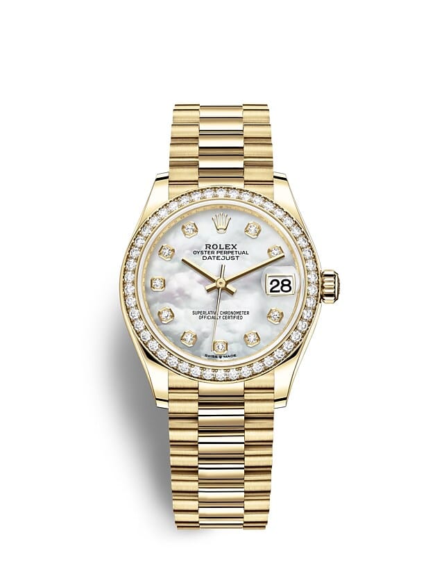 Rolex Datejust | 278288RBR | Datejust 31 | Light dial | Mother-of-Pearl Dial | Diamond-Set Bezel | 18 ct yellow gold | m278288rbr-0006 | Women Watch | Rolex Official Retailer - Srichai Watch