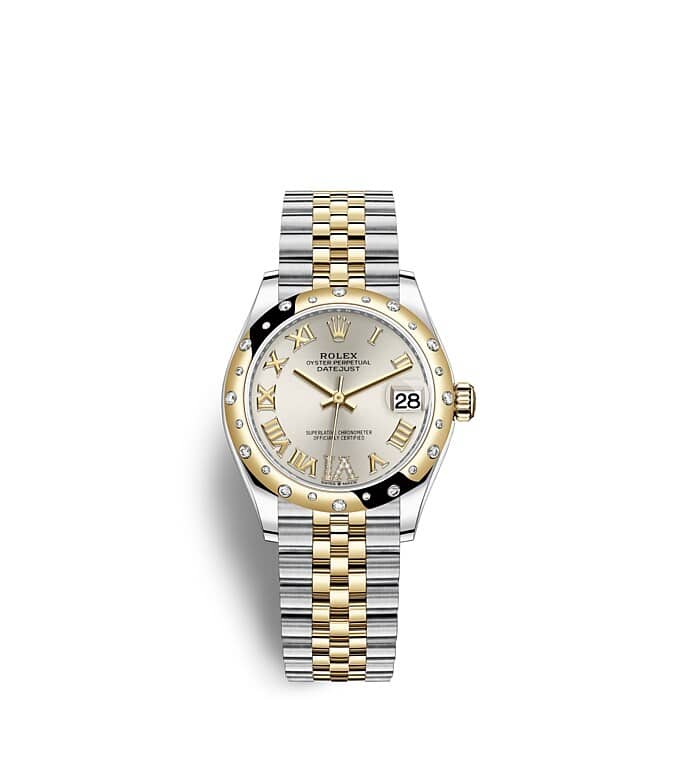 Rolex Datejust | 278343RBR | Datejust 31 | หน้าปัดประดับอัญมณี | หน้าปัดสีเงิน | ขอบหน้าปัดประดับเพชร | Yellow Rolesor | m278343rbr-0004 | หญิง Watch | Rolex Official Retailer - Srichai Watch
