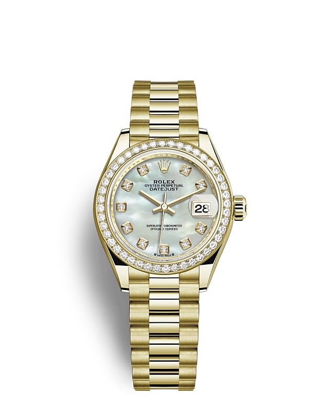 Rolex Lady-Datejust | 279138RBR | Lady-Datejust | Gem-set dial | Mother-of-Pearl Dial | Diamond-Set Bezel | 18 ct yellow gold | m279138rbr-0015 | Women Watch | Rolex Official Retailer - Srichai Watch
