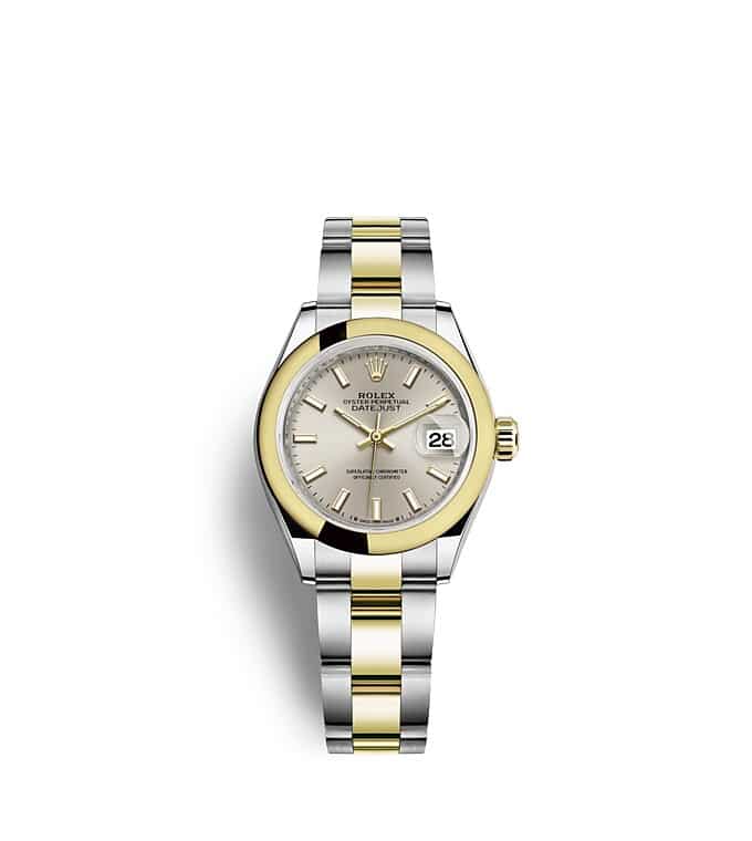 Rolex Lady-Datejust | 279163 | Lady-Datejust | Light dial | Silver dial | Yellow Rolesor | The Oyster bracelet | m279163-0020 | Women Watch | Rolex Official Retailer - Srichai Watch