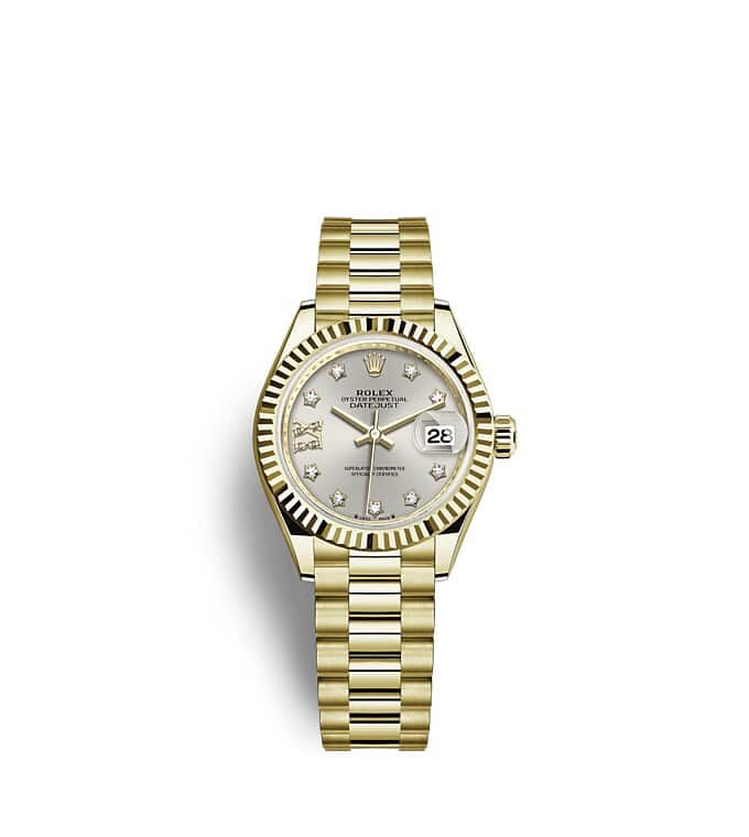 Rolex Lady-Datejust | 279178 | Lady-Datejust | Light dial | Silver dial | The Fluted Bezel | 18 ct yellow gold | m279178-0002 | Women Watch | Rolex Official Retailer - Srichai Watch