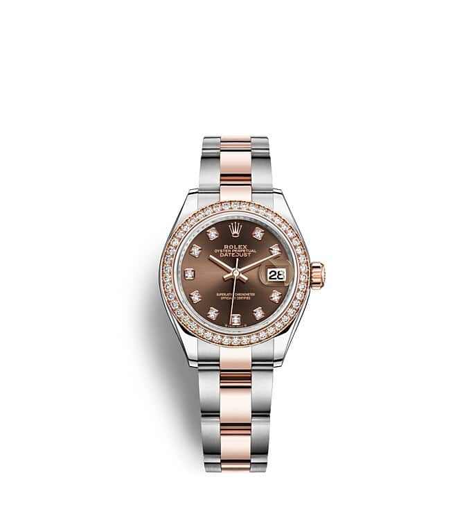 Rolex Lady-Datejust | 279381RBR | Lady-Datejust | Coloured dial | Chocolate Dial | Diamond-Set Bezel | Everose Rolesor | m279381rbr-0012 | Women Watch | Rolex Official Retailer - Srichai Watch