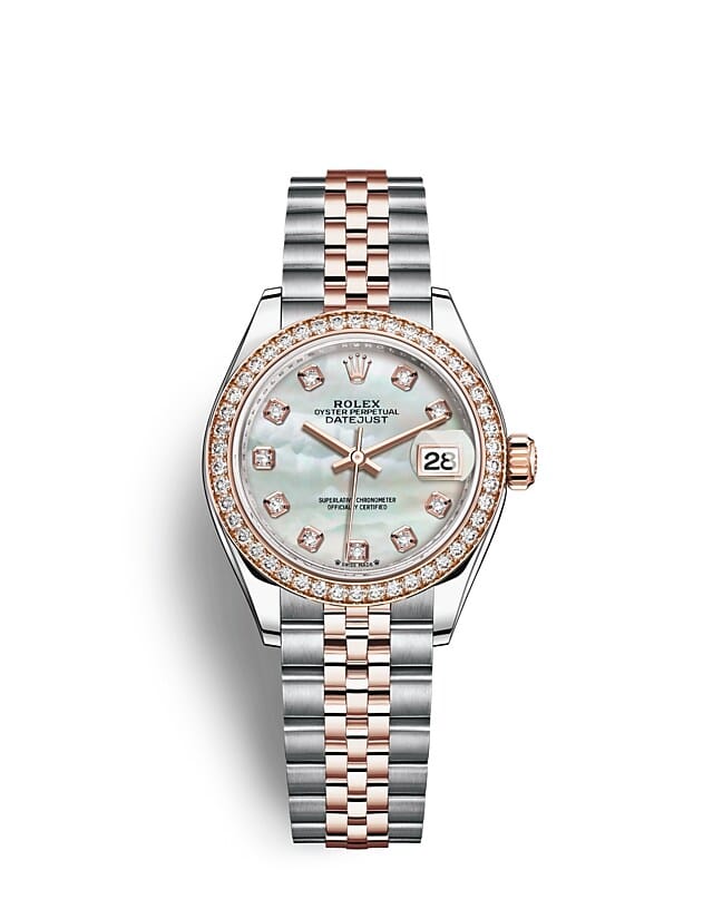 Rolex Lady-Datejust | 279381RBR | Lady-Datejust | Light dial | Mother-of-Pearl Dial | Diamond-Set Bezel | Everose Rolesor | m279381rbr-0013 | Women Watch | Rolex Official Retailer - Srichai Watch