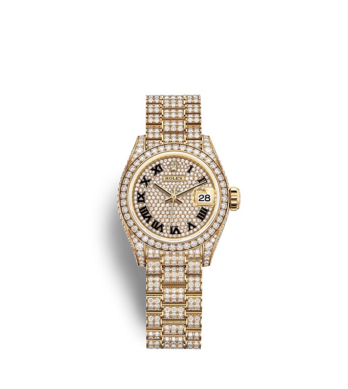 Rolex Lady-Datejust | 279458RBR | Lady-Datejust | หน้าปัดประดับเพชร | หน้าปัดประดับเพชร | ขอบหน้าปัดประดับเพชร | ทองคำ 18 กะรัต | m279458rbr-0001 | หญิง Watch | Rolex Official Retailer - Srichai Watch