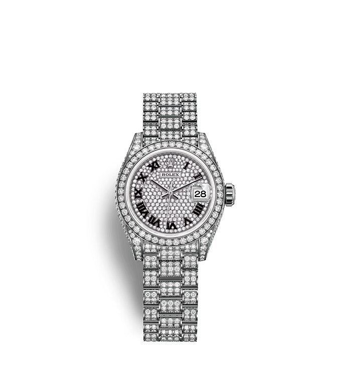 Rolex Lady-Datejust | 279459RBR | Lady-Datejust | Gem-set dial | Diamond-Paved Dial | Diamond-Set Bezel | 18 ct white gold | m279459rbr-0001 | Women Watch | Rolex Official Retailer - Srichai Watch