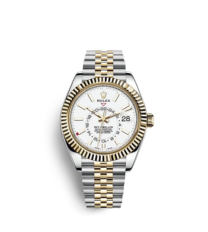 Rolex Sky-Dweller | 326933 | Sky-Dweller | หน้าปัดสีอ่อน | หน้าปัดสีขาวเข้ม | ขอบหน้าปัดแบบเซาะร่อง | Yellow Rolesor | m326933-0010 | ชาย Watch | Rolex Official Retailer - Srichai Watch