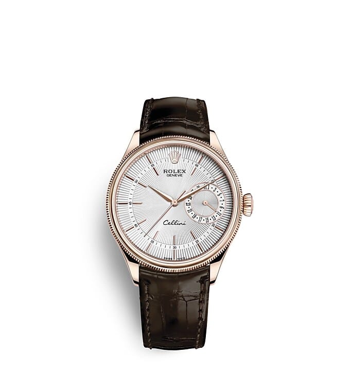 Rolex Cellini | 50515 | Cellini Date | Light dial | Silver dial | Domed and Fluted Bezel | 18 ct Everose gold | m50515-0008 | Men Watch | Rolex Official Retailer - Srichai Watch
