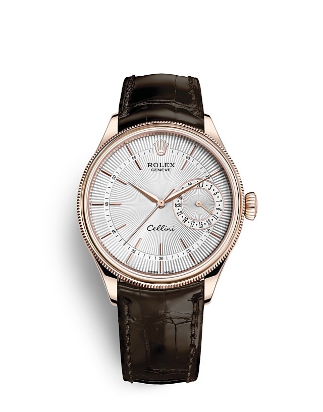 Rolex Cellini | 50515 | Cellini Date | หน้าปัดสีอ่อน | หน้าปัดสีเงิน | ขอบแบบทรงโดมและเซาะร่อง | เอเวอร์โรสโกลด์ 18 กะรัต | m50515-0008 | ชาย Watch | Rolex Official Retailer - Srichai Watch