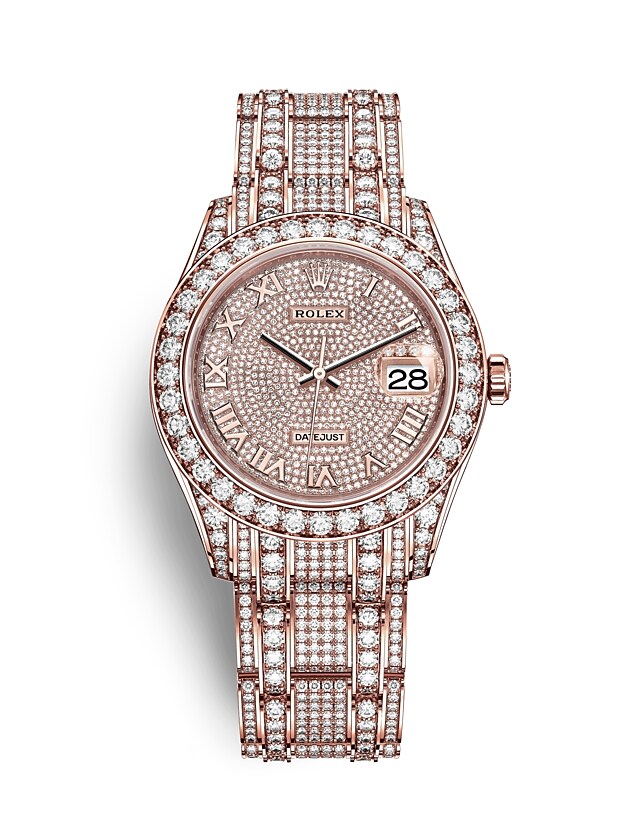 Rolex Pearlmaster | 86405RBR | Pearlmaster 39 | Gem-set dial | Diamond-Paved Dial | Diamond-Set Bezel | 18 ct Everose gold | m86405rbr-0001 | Women Watch | Rolex Official Retailer - Srichai Watch