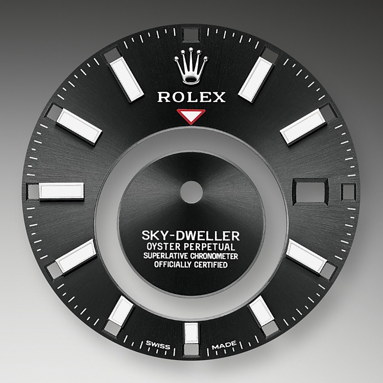 Rolex Sky-Dweller | 326934 | Sky-Dweller | หน้าปัดสีเข้ม | หน้าปัดสีดำสว่าง | ขอบหน้าปัดแบบเซาะร่อง | White Rolesor | m326934-0005 | ชาย Watch | Rolex Official Retailer - Srichai Watch