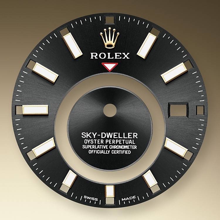 Rolex Sky-Dweller | 326238 | Sky-Dweller | Dark dial | Bright black dial | The Fluted Bezel | 18 ct yellow gold | m326238-0009 | Men Watch | Rolex Official Retailer - Srichai Watch