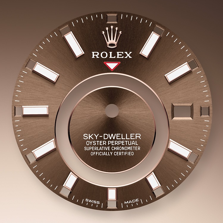 Rolex Sky-Dweller | 326935 | Sky-Dweller | Coloured dial | Chocolate Dial | The Fluted Bezel | 18 ct Everose gold | m326935-0006 | Men Watch | Rolex Official Retailer - Srichai Watch