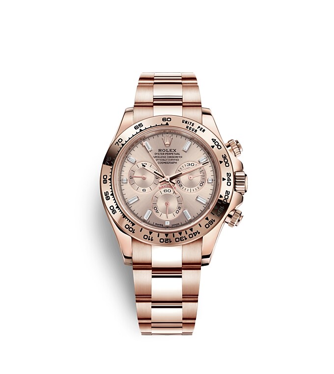 Rolex Cosmograph Daytona | 116505 | Cosmograph Daytona | หน้าปัดประดับอัญมณี | หน้าปัดซันดัสท์ | มาตรวัดความเร็ว | เอเวอร์โรสโกลด์ 18 กะรัต | m116505-0017 | ชาย Watch | Rolex Official Retailer - Srichai Watch