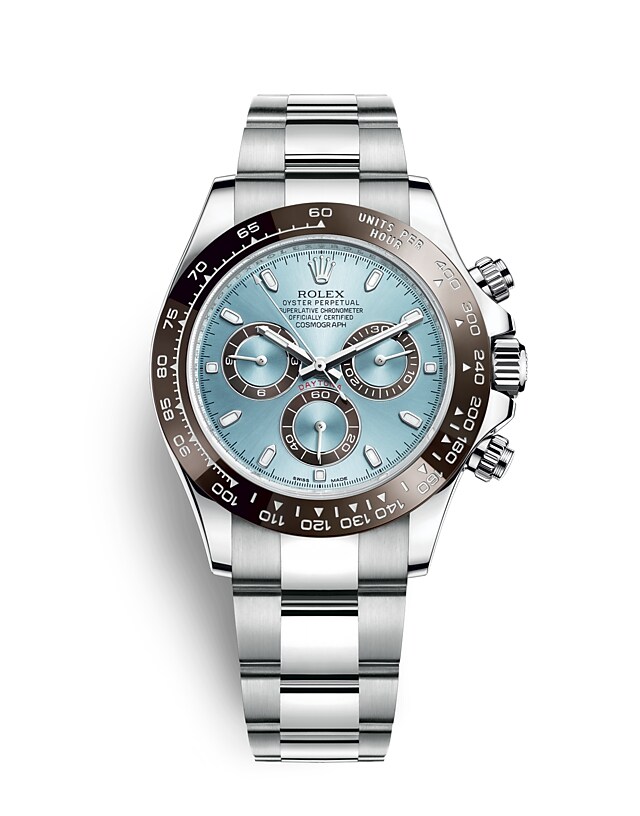 Rolex Cosmograph Daytona | 116506 | Cosmograph Daytona | หน้าปัดสี | หน้าปัดสีฟ้าไอซ์บลู | มาตรวัดความเร็ว | แพลทินัม | m116506-0001 | ชาย Watch | Rolex Official Retailer - Srichai Watch