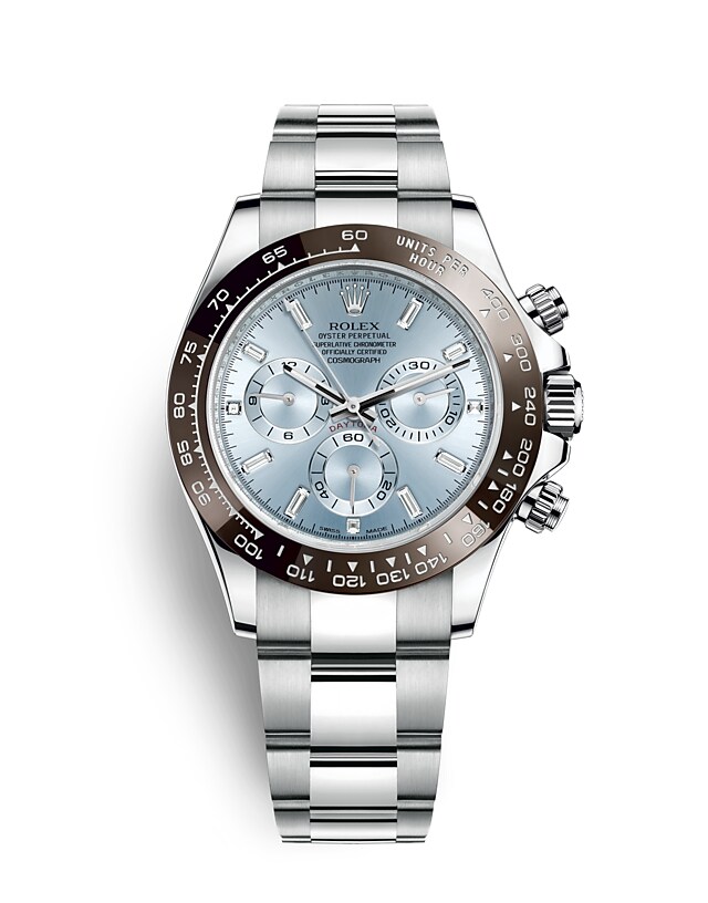 Rolex Cosmograph Daytona | 116506 | Cosmograph Daytona | หน้าปัดสี | หน้าปัดสีฟ้าไอซ์บลู | มาตรวัดความเร็ว | แพลทินัม | m116506-0002 | ชาย Watch | Rolex Official Retailer - Srichai Watch