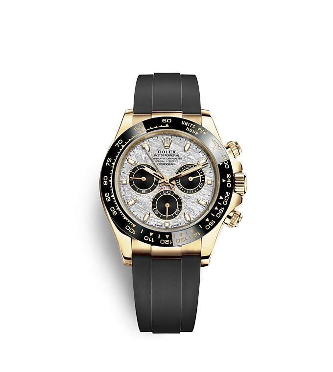 Rolex Cosmograph Daytona | 116518LN | Cosmograph Daytona | หน้าปัดสีอ่อน | หน้าปัดเมธีโอไรท์และสีดำ | มาตรวัดความเร็ว | ทองคำ 18 กะรัต | m116518ln-0076 | ชาย Watch | Rolex Official Retailer - Srichai Watch