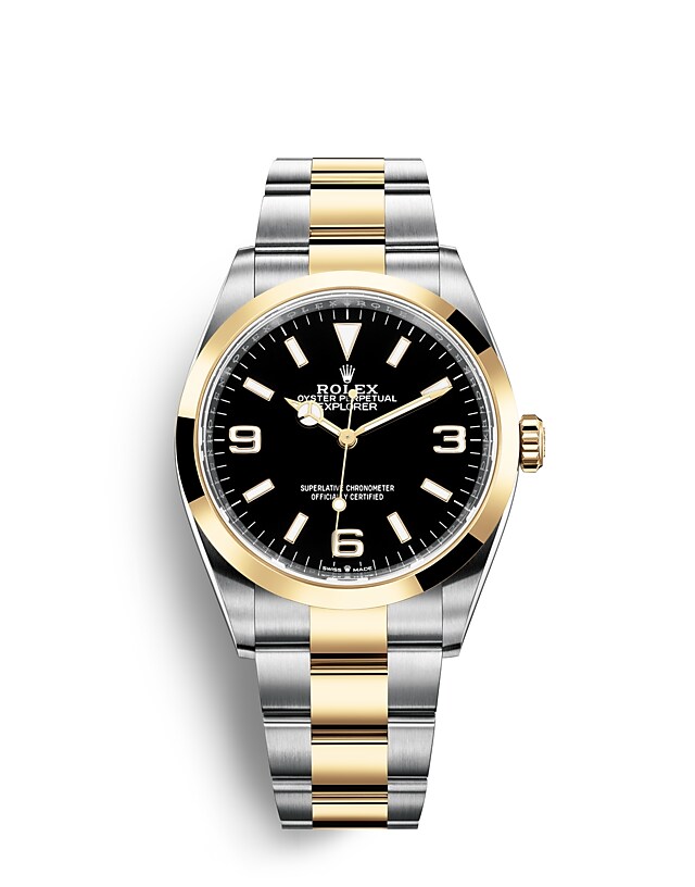 Rolex Explorer | 124273 | Explorer | หน้าปัดสีเข้ม | หน้าปัดสีดำ | ขอบหน้าปัดแบบเรียบ | Yellow Rolesor | m124273-0001 | ชาย Watch | Rolex Official Retailer - Srichai Watch