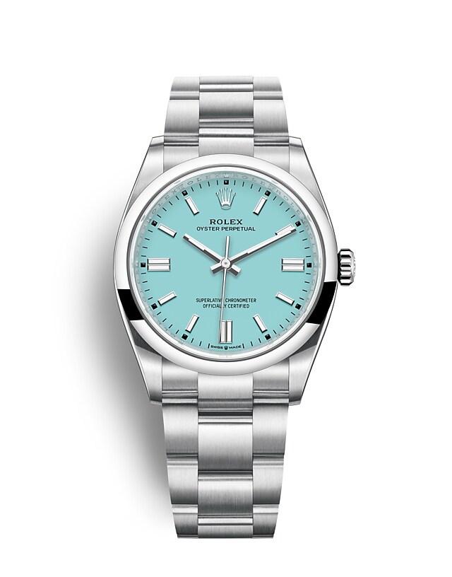 Rolex Oyster Perpetual | 126000 | Oyster Perpetual 36 | Coloured dial | Turquoise blue dial | Oystersteel | The Oyster bracelet | m126000-0006 | Men Watch | Rolex Official Retailer - Srichai Watch