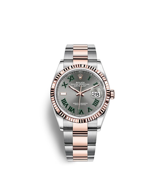 Rolex Datejust | 126231 | Datejust 36 | หน้าปัดสีเข้ม | หน้าปัดสีเทาอมน้ำเงิน | ขอบหน้าปัดแบบเซาะร่อง | Everose Rolesor | m126231-0030 | ชาย Watch | Rolex Official Retailer - Srichai Watch