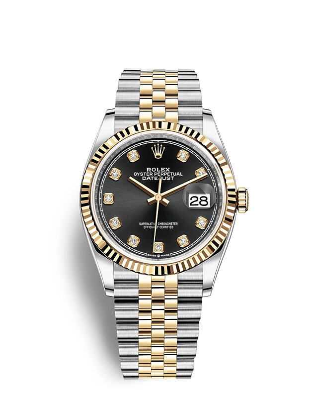Rolex Datejust | 126233 | Datejust 36 | หน้าปัดสีเข้ม | หน้าปัดสีดำสว่าง | ขอบหน้าปัดแบบเซาะร่อง | Yellow Rolesor | m126233-0021 | ชาย Watch | Rolex Official Retailer - Srichai Watch