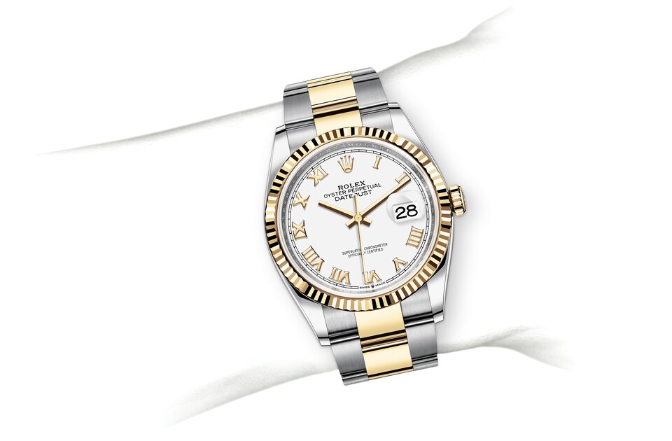 Rolex Datejust | 126233 | Datejust 36 | Light dial | The Fluted Bezel | White dial | Yellow Rolesor | m126233-0030 | Men Watch | Rolex Official Retailer - Srichai Watch