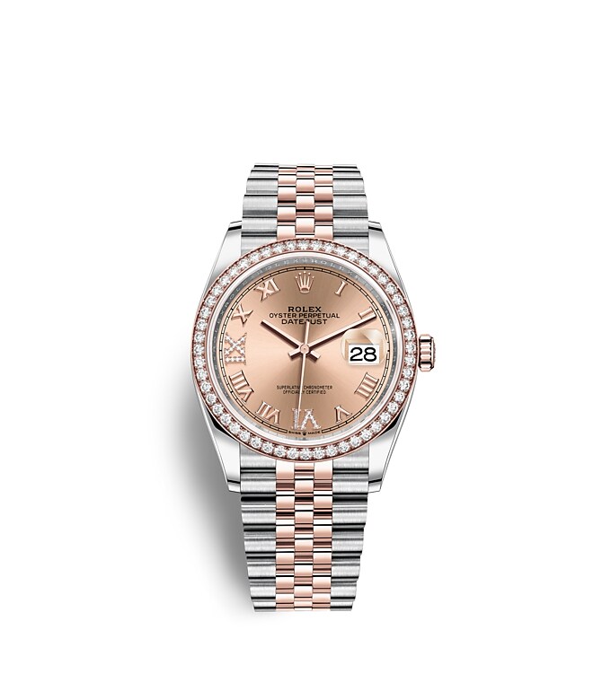 Rolex Datejust | 126281RBR | Datejust 36 | Coloured dial | Rosé-colour dial | Diamond-Set Bezel | Everose Rolesor | m126281rbr-0015 | Men Watch | Rolex Official Retailer - Srichai Watch