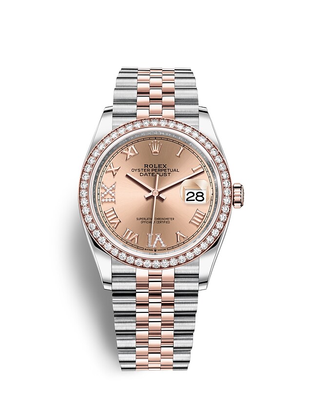 Rolex Datejust | 126281RBR | Datejust 36 | Coloured dial | Rosé-colour dial | Diamond-Set Bezel | Everose Rolesor | m126281rbr-0015 | Men Watch | Rolex Official Retailer - Srichai Watch
