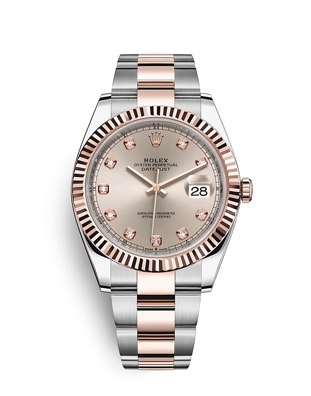 Rolex Datejust | 126331 | Datejust 41 | หน้าปัดประดับอัญมณี | หน้าปัดซันดัสท์ | ขอบหน้าปัดแบบเซาะร่อง | Everose Rolesor | m126331-0007 | ชาย Watch | Rolex Official Retailer - Srichai Watch