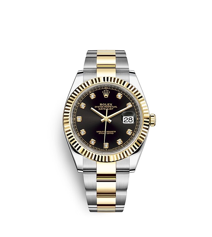 Rolex Datejust | 126333 | Datejust 41 | หน้าปัดสีเข้ม | หน้าปัดสีดำสว่าง | ขอบหน้าปัดแบบเซาะร่อง | Yellow Rolesor | m126333-0005 | ชาย Watch | Rolex Official Retailer - Srichai Watch