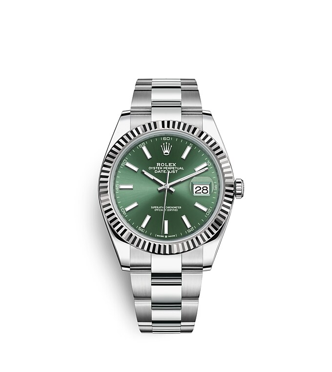 Rolex Datejust | 126334 | Datejust 41 | Coloured dial | Mint green dial | The Fluted Bezel | White Rolesor | m126334-0027 | Men Watch | Rolex Official Retailer - Srichai Watch