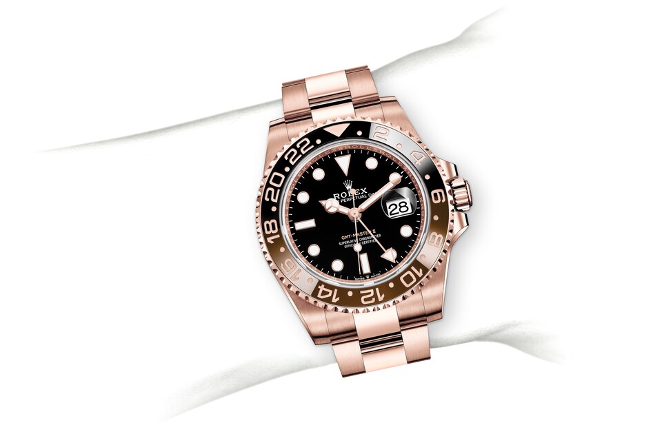 Rolex GMT-Master II | 126715CHNR | GMT-Master II | หน้าปัดสีเข้ม | ขอบหน้าปัดแสดงเวลา 24 ชั่วโมงแบบหมุนได้ | หน้าปัดสีดำ | เอเวอร์โรสโกลด์ 18 กะรัต | m126715chnr-0001 | ชาย Watch | Rolex Official Retailer - Srichai Watch