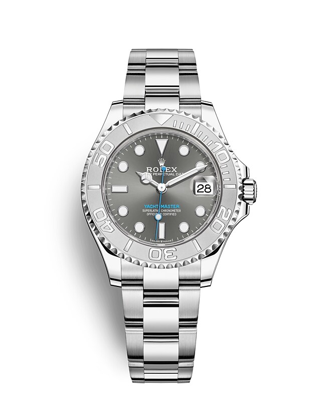 Rolex Yacht-Master | 268622 | Yacht-Master 37 | หน้าปัดสีเข้ม | ขอบหน้าปัดแบบหมุนได้สองทิศทาง | หน้าปัดสีเทาอมน้ำเงิน | Rolesium | m268622-0002 | หญิง Watch | Rolex Official Retailer - Srichai Watch