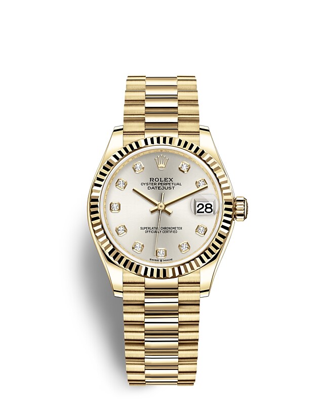 Rolex Datejust | 278278 | Datejust 31 | Light dial | Silver dial | The Fluted Bezel | 18 ct yellow gold | m278278-0034 | Women Watch | Rolex Official Retailer - Srichai Watch