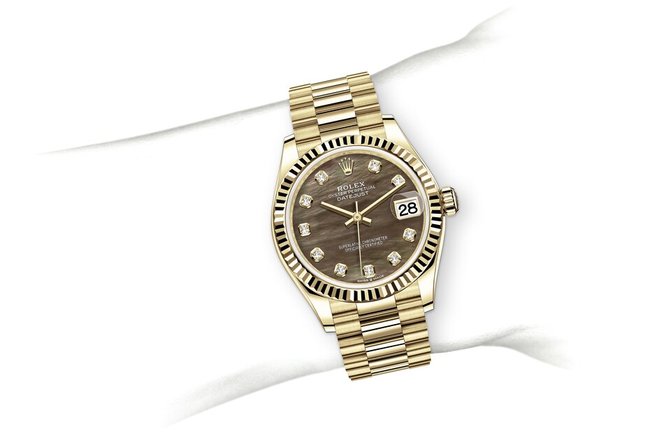 Rolex Datejust | 278278 | Datejust 31 | หน้าปัดสีเข้ม | หน้าปัดไข่มุก | ขอบหน้าปัดแบบเซาะร่อง | ทองคำ 18 กะรัต | m278278-0038 | หญิง Watch | Rolex Official Retailer - Srichai Watch