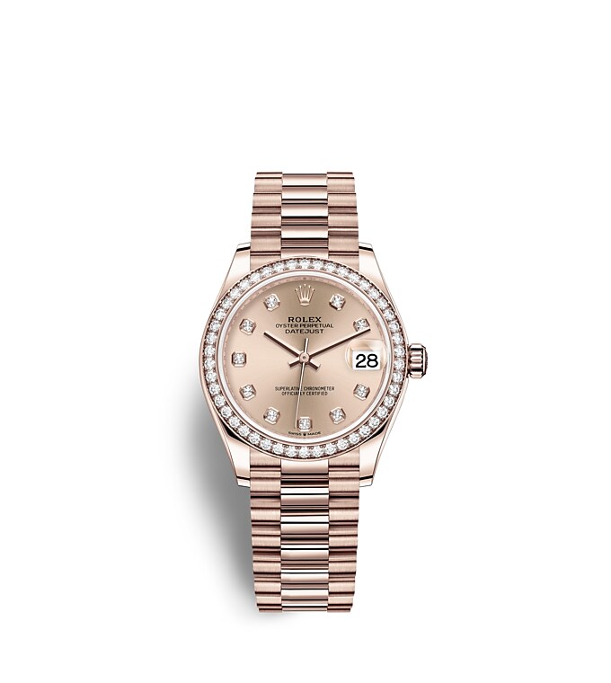Rolex Datejust | 278285RBR | Datejust 31 | Coloured dial | Rosé-colour dial | Diamond-Set Bezel | 18 ct Everose gold | m278285rbr-0025 | Women Watch | Rolex Official Retailer - Srichai Watch