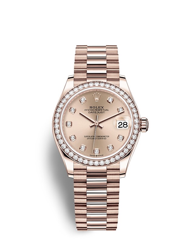 Rolex Datejust | 278285RBR | Datejust 31 | Coloured dial | Rosé-colour dial | Diamond-Set Bezel | 18 ct Everose gold | m278285rbr-0025 | Women Watch | Rolex Official Retailer - Srichai Watch