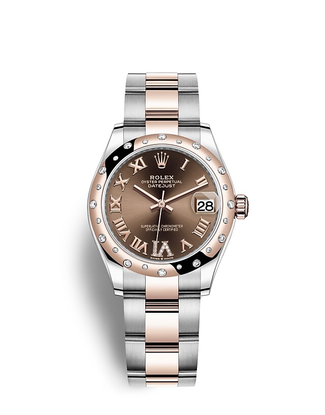 Rolex Datejust | 278341RBR | Datejust 31 | หน้าปัดสี | หน้าปัดสีช็อกโกแลต | ขอบหน้าปัดประดับเพชร | Everose Rolesor | m278341rbr-0003 | หญิง Watch | Rolex Official Retailer - Srichai Watch
