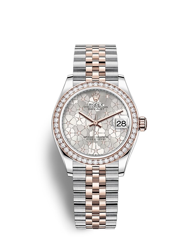 Rolex Datejust | 278381RBR | Datejust 31 | Light dial | Silver dial | Diamond-Set Bezel | Everose Rolesor | m278381rbr-0032 | Women Watch | Rolex Official Retailer - Srichai Watch